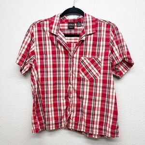 Erika Plaid Western Southwestern Coastal Cowgirl Cotton Womens Shirt Size LargeP